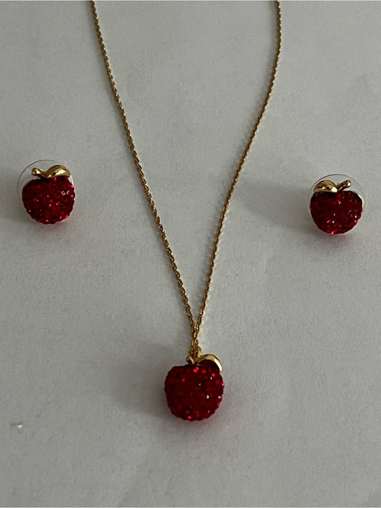 kate spade Jewelry - Kate Spade small apple
Studs and mini apple pendant necklace